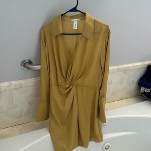 Mustard silk dress